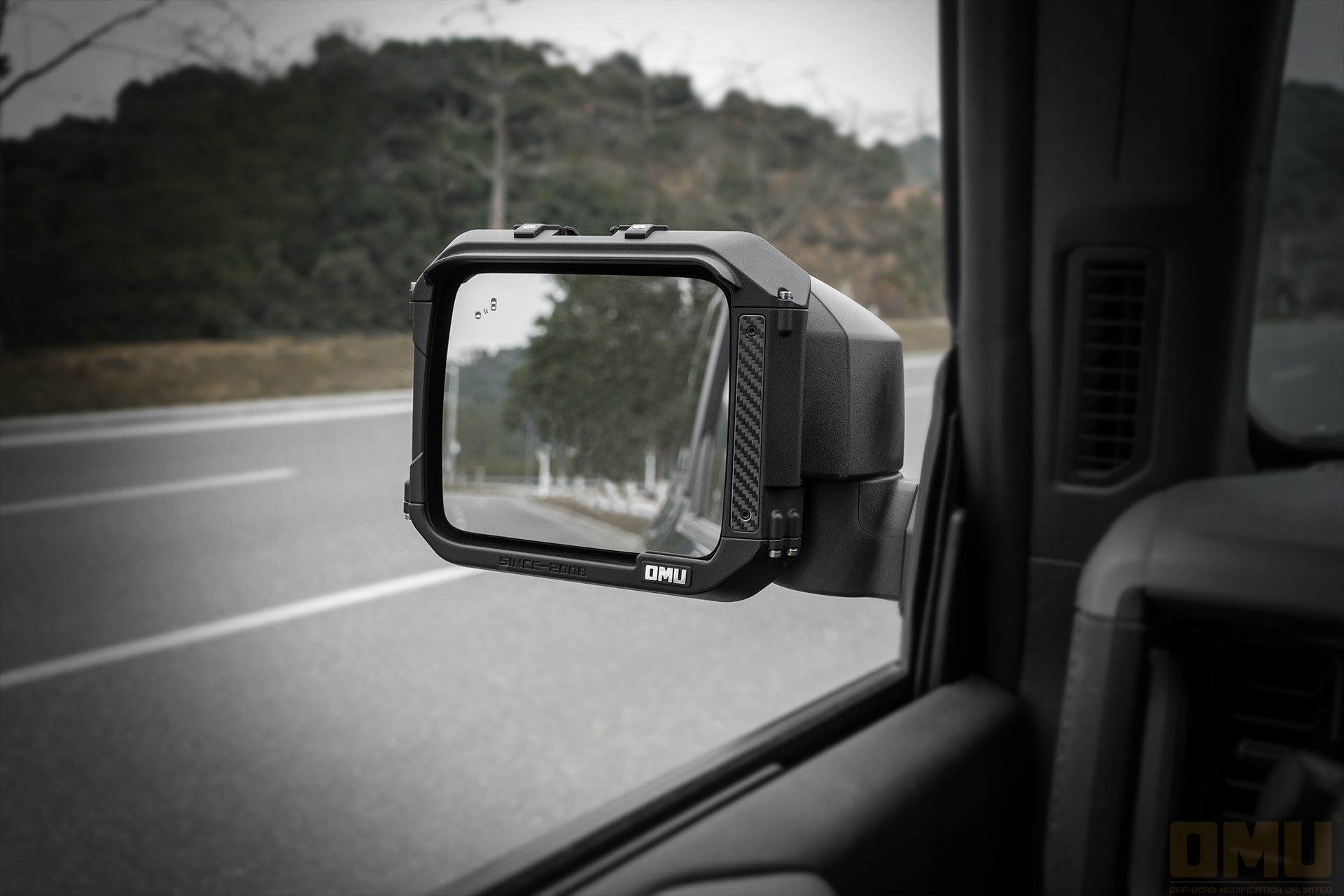 OMU Genesis Series Rearview Mirror Rain Shield Frame --- A Strong Shield To Guard Your Rear Horizon